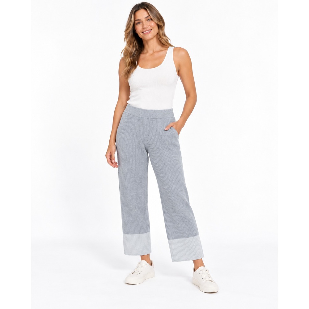 Barefoot Dreams CozyChic Ultra Lite Heather Blocked Ankle Pants Moonbeam LP
